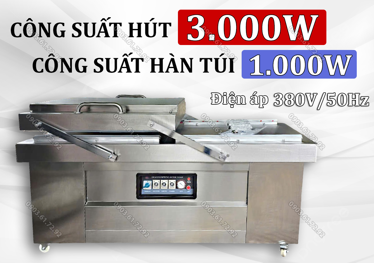 máy đóng gói hút chân không công nghiệp mikoshi dzq-820*2 promax công suất 3000w