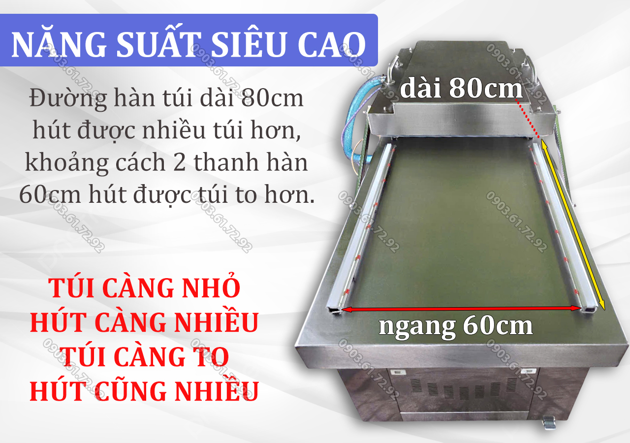 máy đóng gói hút chân không công nghiệp mikoshi dzq-820*2 promax công suất 3000w