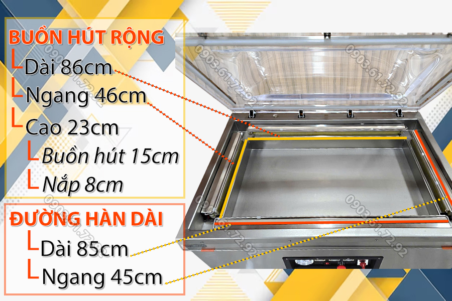 máy đóng gói hút chân không dzq450 4 đường hàn túi