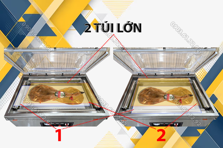 máy đóng gói hút chân không dzq450 4 đường hàn túi