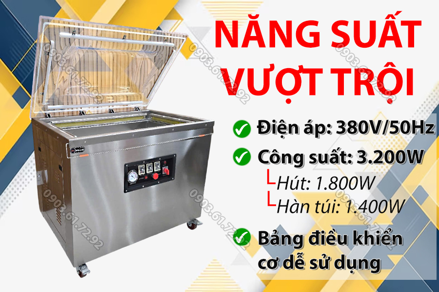 máy đóng gói hút chân không dzq450 4 đường hàn túi