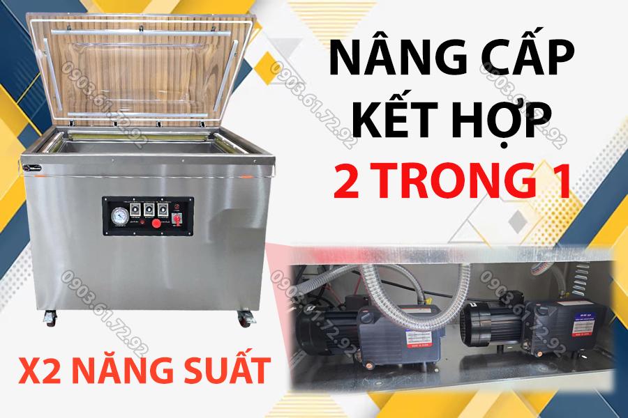 máy đóng gói hút chân không dzq450 4 đường hàn túi