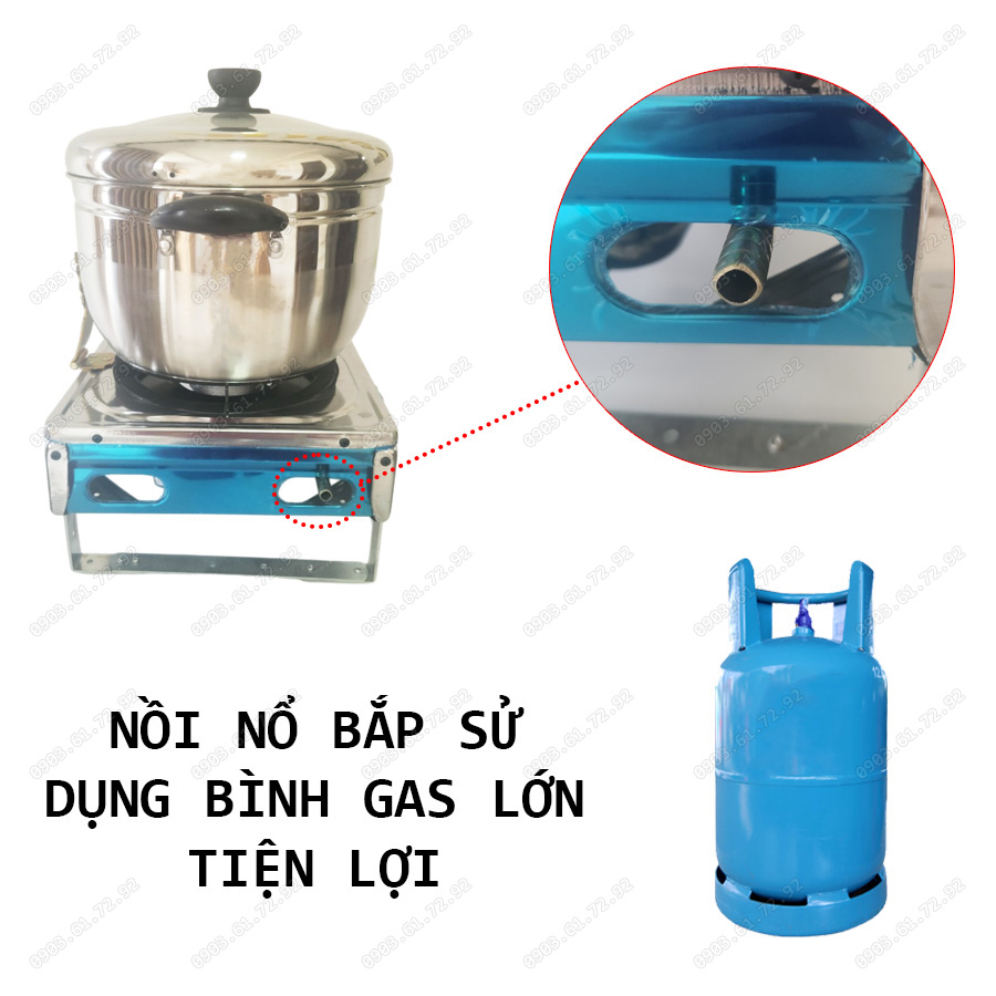 nồi nổ bắp rang bơ dùng bình gas lớn