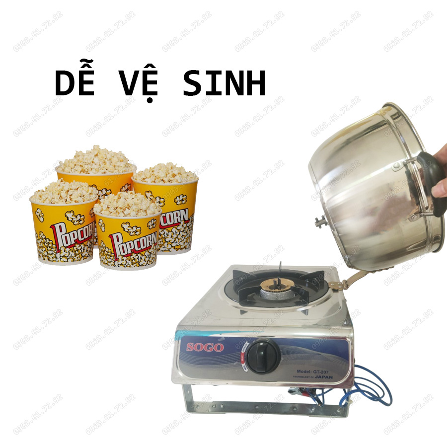 nồi nổ bắp rang bơ dùng bình gas lớn