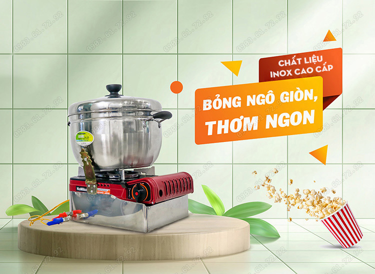 nồi nổ bắp rang bơ bằng gas mini