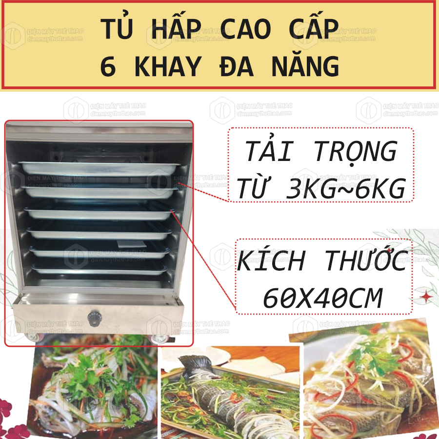 tủ hấp 6 khay