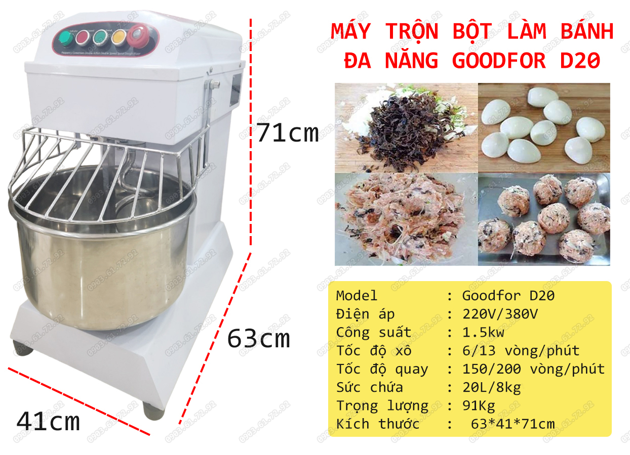 máy nhào bột làm bánh đa năng D20