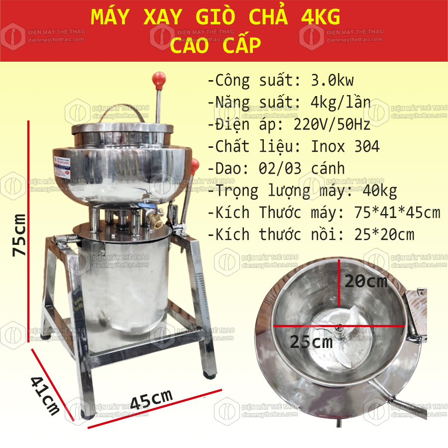 máy xay giò chả đa năng 4kg cao cấp
