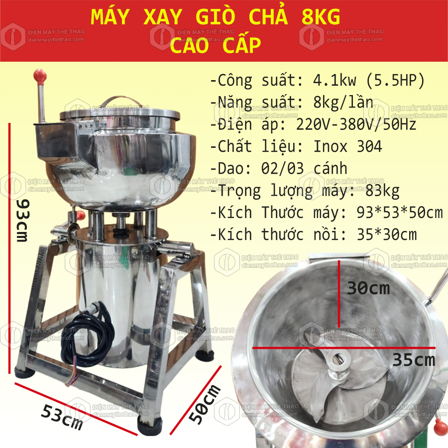 máy xay giò chả đa năng cao cấp 8kg