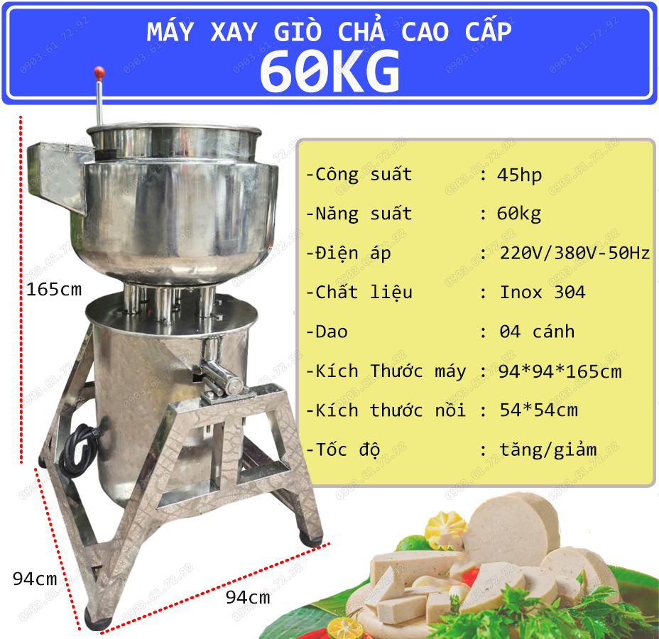 m&aacute;y xay gi&ograve; chả c&ocirc;ng nghiệp 60kg c&oacute; biến tần